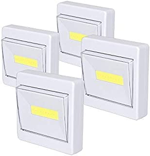 Closet Light, Super Bright, Battery Operated, Stick Anywhere, 200 LM Cob Led Light Switch Nightlight, Tap Lights for Closet, Shed, Attic, Emergency (4 Pack)