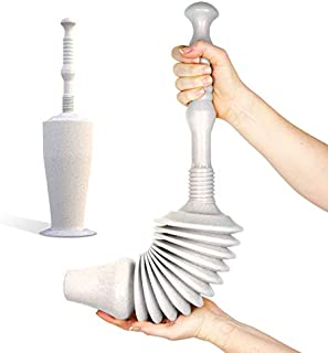 Luigi's The World's Best Toilet Plunger: Heavy Duty Toilet Unblocker to fit All Toilets, Clears and unblocks with a Powerful Bellows (Grey with Holder)