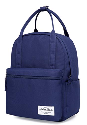 8812s Medium Sized Backpack for Women & Teen Girls, Cute Book Bag for School, College, Travel and Work, Navy