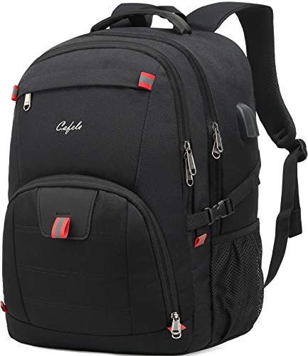 Cafele 17.3 inch Laptop Backpack,Extra Large Backpack Bookbag Computer Rucksack with USB Charging Port,Water Resistant Sturdy Backpack for Business College School Travel,Men Women Casual Daypack,Black