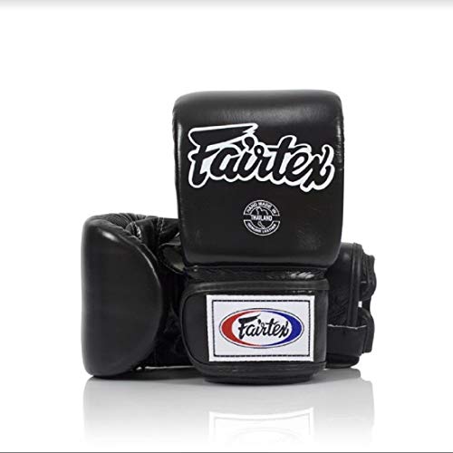 Fairtex Muay Thai Bag gloves TGO3 - Super Sparring Bag Gloves - Open Thumb - Black , Large