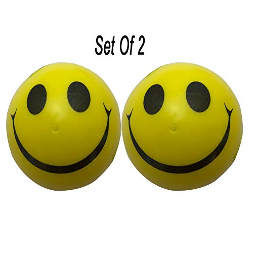 GD Yellow Smile Funny Face Stress Balls - Happy Smiley Face Stress Balls tress Relief Smile Squeeze Balls Stress Relief Hand Exerciser Pack of 2