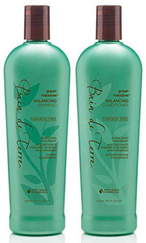 Bain De Terre Green Meadow Balancing Shampoo and Conditioner for Normal to Oily Hair, 13.5 Ounce Value Pack!