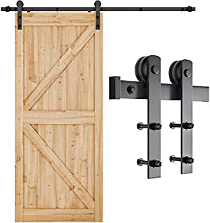 SMARTSTANDARD 6.6ft Heavy Duty Sturdy Sliding Barn Door Hardware Kit -Smoothly and Quietly -Easy to install -Includes Step-By-Step Installation Instruction Fit 36