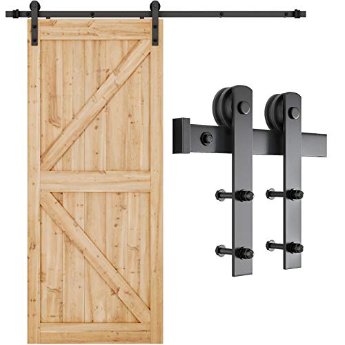 SMARTSTANDARD 6.6ft Heavy Duty Sturdy Sliding Barn Door Hardware Kit -Smoothly and Quietly -Easy to install -Includes Step-By-Step Installation Instruction Fit 36