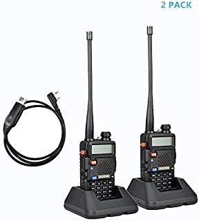 2Pack Baofeng UV-5R Dual-Band 136-174/400-480 MHz Ham Two-way Radio + Programming Usb Cable + Software Disk Kit(Black)