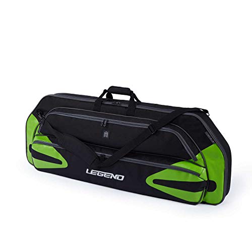 Legend Monstro Compound Bow Soft Case with Protective Padding - 44 Interior Storage Space for Hunting Accessories, Arrow Tube Holder and Supplies (Black/Green)