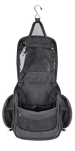 Compact Hanging Toiletry Bag and Organizer, Water Resistant with Mesh Pockets (Graphite)