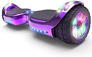 HOVERSTAR Hoverboard All-Terrain LED Flash Wheel with Bluetooth Speaker LED Light Self Balancing Wheel Electric Scooter (Chrome Purple)