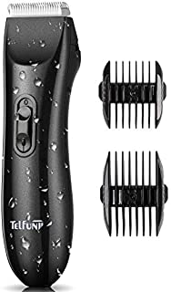 Telfun Body Trimmer for Men, Electric Groin Hair Trimmer, Replaceable Ceramic Blade Heads, Waterproof Wet/Dry Clippers, Rechargeable Built-in Battery, Ultimate Male Hygiene Razor