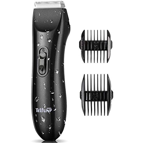 Telfun Body Trimmer for Men, Electric Groin Hair Trimmer, Replaceable Ceramic Blade Heads, Waterproof Wet/Dry Clippers, Rechargeable Built-in Battery, Ultimate Male Hygiene Razor