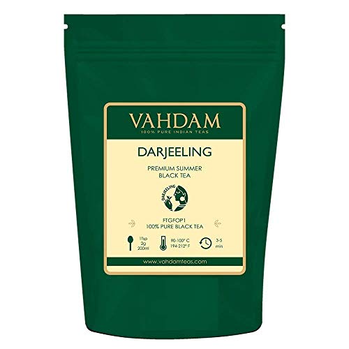 VAHDAM, Darjeeling Tea Leaves from Himalayas (120+ Cups), 100% Certified Pure Unblended Darjeeling Black Tea, FTGFOP1 Grade Loose Leaf Tea, Packed & Shipped Direct from Source in India, 9-Ounce Bag