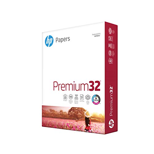 HP Paper Printer Paper 8.5x11 Premium 32 lb 1 Ream 500 Sheets 100 Bright Made in USA FSC Certified Copy Paper Compatible 113100R, White