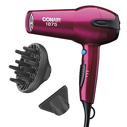 Conair 1875-Watt Ionic Ceramic Hair Dryer with Diffuser and Concentrator, Pink