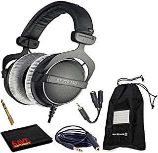 Beyerdynamic DT 770 Pro 80 Ohm Closed-Back Studio Mixing Headphones Bundle -Includes- Soft Case, Headphone Splitter and Extension Cable, and 6AVE Cleaning Cloth