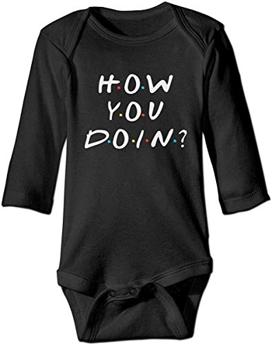 XieTao How You Doin Boutique Baby Bodysuit Onesie Unisex Long Sleeve, Black, 6-12 Months