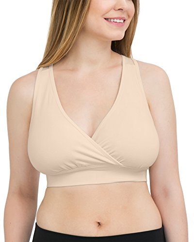 Kindred Bravely French Terry Racerback Nursing Sleep Bra for Maternity/Breastfeeding (Large, Beige)