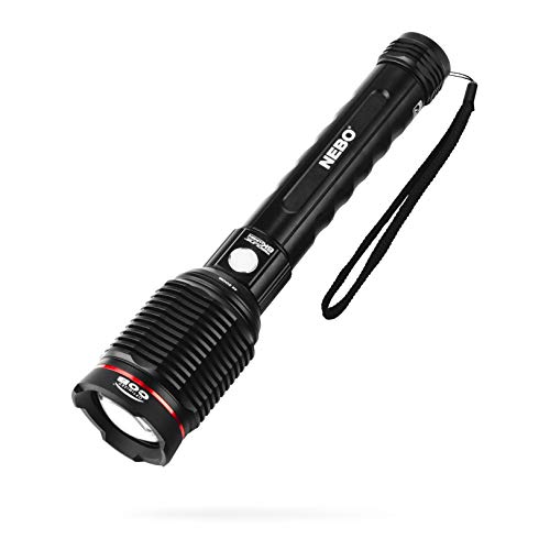 NEBO 6000-Lumen LED Rechargeable Flashlight: 4X Zoom; 4 Light Modes; Waterproof and Impact Resistant; Power Bank; Battery Charging Indicator - 6822, Black