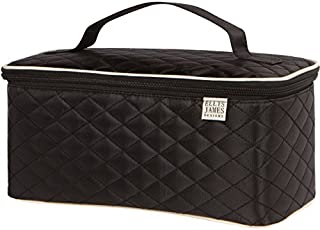 Ellis James Designs Large Travel Makeup Bag Organizer - Cosmetics Train Case Toiletry Bags for Women - Black - With Handle & Make Up Brush Holders - Professional Hair Dryer Cases & Beauty Storage