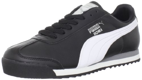 PUMA Men's Roma Basic Fashion Sneaker, Black/White/Silver - 10.5 D(M) US