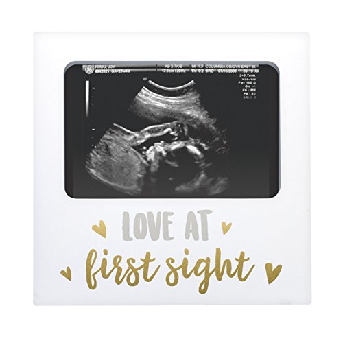 Tiny Ideas Sonogram Keepsake Photo Frame, Love at First Sight, New Mom Gift Ideas, White