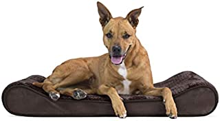 Furhaven Pet Dog Bed | Orthopedic Minky Plush & Velvet Ergonomic Luxe Lounger Cradle Mattress Contour Pet Bed w/ Removable Cover for Dogs & Cats, Espresso, Large