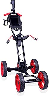 ZHRLQ Fold 4 Wheel Automatic Push Pull Golf CART, ONE Second to Automatic Open or Close! Pull Cart with Handbag Umbrella Stand