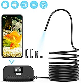 Wireless Endoscope, Dr.meter 2.0 Megapixels 1080P IP68 Waterproof Inspection Camera with Semi-Rigid 3.5M (11.5ft) Cable and 6 LEDs WiFi Borescope for iOS and Android Smartphone, Samsung, iPad, Tablet