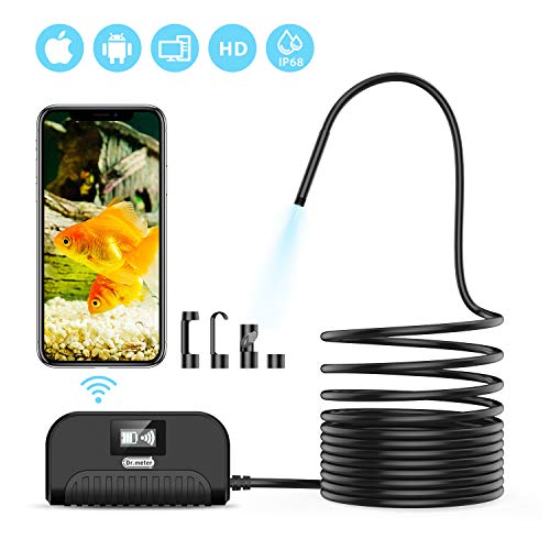 Wireless Endoscope, Dr.meter 2.0 Megapixels 1080P IP68 Waterproof Inspection Camera with Semi-Rigid 3.5M (11.5ft) Cable and 6 LEDs WiFi Borescope for iOS and Android Smartphone, Samsung, iPad, Tablet