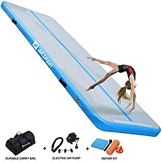 Air Track Gymnastics Tumbling Mat Inflatable Floor Mats with Electric Air Pump for Home Use/Tumble/Gym/Training/Cheerleading/Parkour/Beach/Park/Water 10/13/16/20/23/26/29/33ft (Light Blue, 9.84ft)