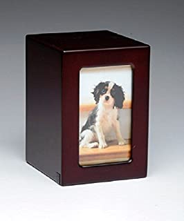 Pet Urn Peaceful Pet Memorial Keepsake Urn,Photo Box Pet Cremation Urn,Dog Urn,Cat Urn,Small Animal Urn, Size,Medium, Color,Cherry, 25 cu.in