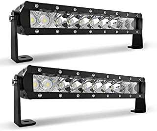 TURBO SII 11INCH LED Light Bar Low Profile Slim Single Row Spot Flood Combo Offroad Driving Fog Light Front Bumper Roof Rack for ATV UTV Polaris Ranger RZR Jeep Rubicon Chevrolet Silverado(50W 2PCS)