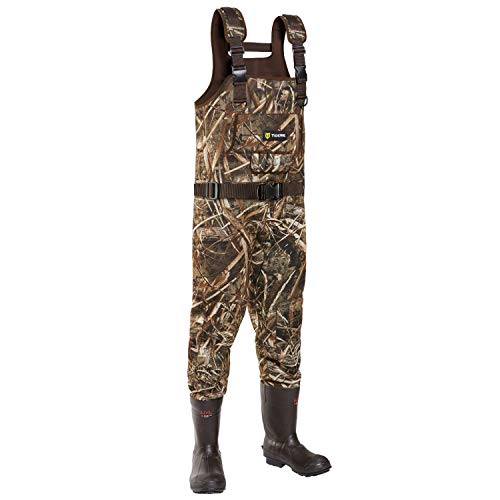 TideWe Chest Waders, Hunting Waders for Men Realtree MAX5 Camo with 600G Insulation, Waterproof Cleated Neoprene Bootfoot Wader, Insulated Hunting & Fishing Waders (Size 11)