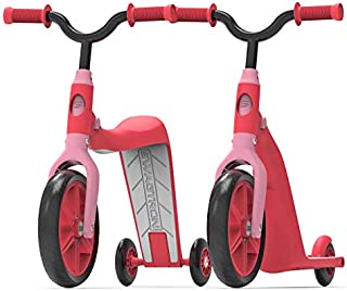 Swagtron K6 Toddler Scooter, Convertible 4-in-1 Ride-On Balance Trike & Training Bike for 2-5 Year Olds  ASTM F963 Certified (Pink)