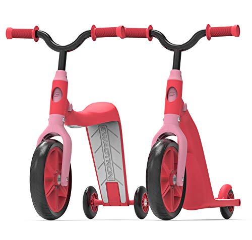 Swagtron K6 Toddler Scooter, Convertible 4-in-1 Ride-On Balance Trike & Training Bike for 2-5 Year Olds  ASTM F963 Certified (Pink)