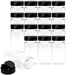 Bekith 16 Pack 9 Oz Plastic Spice Jars Bottles Containers with Black Cap  Perfect for Storing Spice, Herbs and Powders