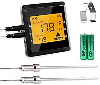 Digital Meat Thermometer for Grilling, Bluetooth Wireless Cooking Thermometer with 6 Probes Ports, Dual Probes Kitchen Thermometer for BBQ Smoker Oven Grill, Instant-read Food thermometer ios/android