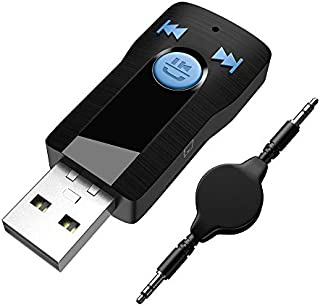 SONRU USB Bluetooth Receiver Adapter for Car, Handsfree Calls 3.5mm AUX Adapter Car Kits,Portable Mini Bluetooth V4.2+EDR Audio Adapter,Support SD Card Play Music for Home Stereo Headphones Speakers