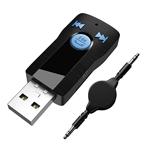 SONRU USB Bluetooth Receiver Adapter for Car, Handsfree Calls 3.5mm AUX Adapter Car Kits,Portable Mini Bluetooth V4.2+EDR Audio Adapter,Support SD Card Play Music for Home Stereo Headphones Speakers