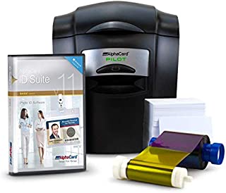 Complete AlphaCard ID Card Printer Bundle: AlphaCard Pilot ID Printer, AlphaCard ID Software, ID Supplies (Complete Bundle for PCs, Pilot Printer)