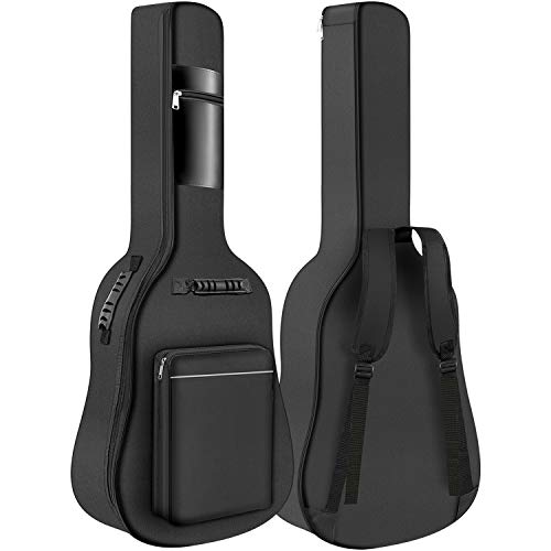 GLEAM Guitar Gig Bag - 0.3 Inch Sponge Padding Fit 41 Inch Acoustic Waterproof Black