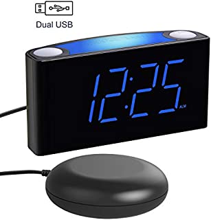 Alarm Clock for Bedroom, LoudAlarm Clock for Heavy Sleepers with Bed Shaker, 7