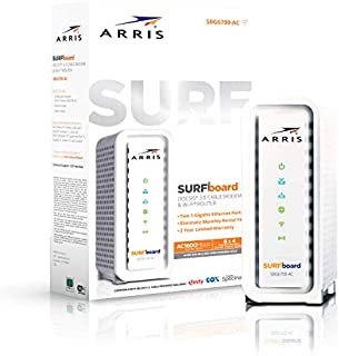 ARRIS Surfboard (8x4) Docsis 3.0 Cable Modem Plus AC1600 Dual Band Wi-Fi Router, Certified for Comcast Xfinity, Spectrum, Cox & More (SBG6700AC)