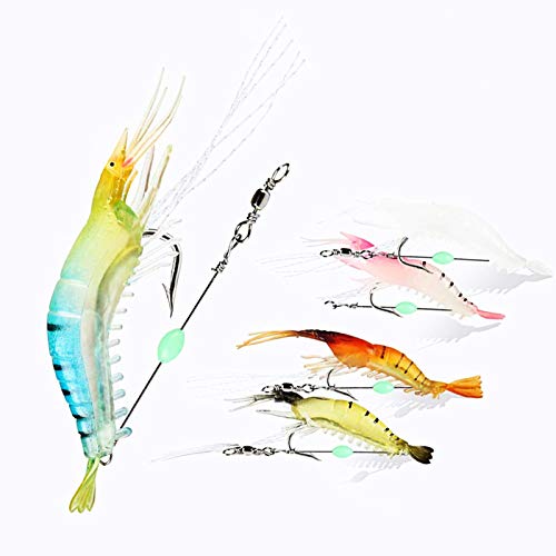 Tomato Palace Saltwater Fishing Lures| Soft Luminous Shrimp Lure Bait, Fishing Tackle for Trout, Bass, Redfish, Flounder (5 pcs)