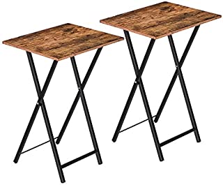 HOOBRO TV Trays Set of 2, Folding TV Tables, Snack Tables for Eating at Couch, Industrial Laptop Table for Small Space, Stable Metal Frame, Easy Assembly and Storage, Rustic Brown BF25BZ01