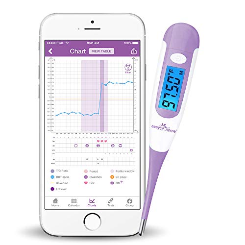 Easy@Home Digital Basal Thermometer with Large Backlight LCD Display, 1/100th Degree High Precision and Memory Recall, for Ovulation Tracking and Natural Family Planning, Upgraded EBT-100B-P (Purple)