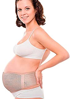 AZMED Maternity Belt, Breathable Pregnancy Back Support, Premium Belly Band, More Than 1.3M Happy Mothers, Lightweight Abdominal Binder, One-Size, Beige