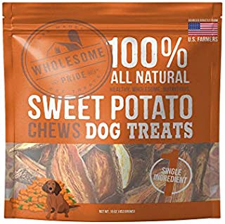 Wholesome Pride Sweet Potato Chews - All Natural Healthy Dog Treats - Vegan, Gluten and Grain-Free Dog Snacks, 16 Ounce