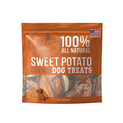 Wholesome Pride Sweet Potato Chews - All Natural Healthy Dog Treats - Vegan, Gluten and Grain-Free Dog Snacks, 16 Ounce