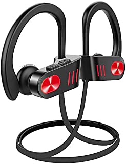 [Upgraded] Bluetooth Headphones, Bluetooth 5.0 Bass/Hi-fi Stereo/in-Ear Sports Earphones, 8-10Hour Battery, Workout Headset with IPX7 Waterproof, Built-in Mic Noise Cancelling Headset for Running, Gym